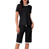 image:imageLYANER Womens Pajamas Set Short Sleeve Top and Capri Pants Soft 2 Piece Sleepwear Casual Lounge SetBlack