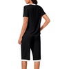 image:imageLYANER Womens Pajamas Set Short Sleeve Top and Capri Pants Soft 2 Piece Sleepwear Casual Lounge SetBlack