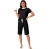 image:imageLYANER Womens Pajamas Set Short Sleeve Top and Capri Pants Soft 2 Piece Sleepwear Casual Lounge SetBlack
