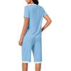 image:imageLYANER Womens Pajamas Set Short Sleeve Top and Capri Pants Soft 2 Piece Sleepwear Casual Lounge SetLight Blue