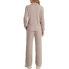 image:imageLYANER Womens Ribbed Knit Lounge Set 2 Piece Long Sleeve V Neck Cozy Pajamas Sets Soft SleepwearKhaki