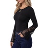 image:imageLYANER Womens Round Neck Lace Bell Long Sleeve Fitted Going Out Blouse Top ShirtBlack