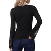 image:imageLYANER Womens Round Neck Lace Bell Long Sleeve Fitted Going Out Blouse Top ShirtBlack