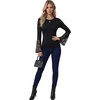 image:imageLYANER Womens Round Neck Lace Bell Long Sleeve Fitted Going Out Blouse Top ShirtBlack