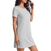 image:imageLYANER Womens Round Neck Short Sleeve Side Slit A Line Casual Mini Night DressDark Spend Gray