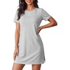image:imageLYANER Womens Round Neck Short Sleeve Side Slit A Line Casual Mini Night DressDark Spend Gray