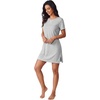 image:imageLYANER Womens Round Neck Short Sleeve Side Slit A Line Casual Mini Night DressDark Spend Gray