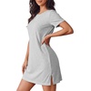 image:imageLYANER Womens Round Neck Short Sleeve Side Slit A Line Casual Mini Night DressDark Spend Gray