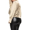image:imageLYANER Womens Satin Collar Neck Drape Ruched Front Long Sleeve Blouse Shirt TopBeige