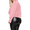 image:imageLYANER Womens Satin Collar Neck Drape Ruched Front Long Sleeve Blouse Shirt TopBright Pink