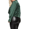 image:imageLYANER Womens Satin Collar Neck Drape Ruched Front Long Sleeve Blouse Shirt TopDark Green
