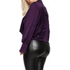 image:imageLYANER Womens Satin Collar Neck Drape Ruched Front Long Sleeve Blouse Shirt TopPurple
