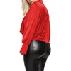 image:imageLYANER Womens Satin Collar Neck Drape Ruched Front Long Sleeve Blouse Shirt TopRed
