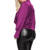 image:imageLYANER Womens Satin Collar Neck Drape Ruched Front Long Sleeve Blouse Shirt TopRose