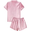 image:imageLYANER Womens Satin Silk Pajamas Short Sleeve Button Shirt amp Shorts Set PJ SleepwearPink