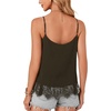 image:imageLYANER Womens Sexy Beach Cami Shirts Spaghetti Strap V Neck Sleeveless Flowy Cute Lace Trim TopsArmy Green