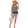 image:imageLYANER Womens Sexy Beach Cami Shirts Spaghetti Strap V Neck Sleeveless Flowy Cute Lace Trim TopsBlack Flower