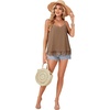 image:imageLYANER Womens Sexy Beach Cami Shirts Spaghetti Strap V Neck Sleeveless Flowy Cute Lace Trim TopsDeep Khaki