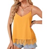 image:imageLYANER Womens Sexy Beach Cami Shirts Spaghetti Strap V Neck Sleeveless Flowy Cute Lace Trim TopsGinger