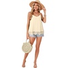 image:imageLYANER Womens Sexy Beach Cami Shirts Spaghetti Strap V Neck Sleeveless Flowy Cute Lace Trim TopsLight Apricot