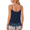 image:imageLYANER Womens Sexy Beach Cami Shirts Spaghetti Strap V Neck Sleeveless Flowy Cute Lace Trim TopsNavy Blue