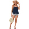 image:imageLYANER Womens Sexy Beach Cami Shirts Spaghetti Strap V Neck Sleeveless Flowy Cute Lace Trim TopsNavy Blue