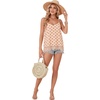 image:imageLYANER Womens Sexy Beach Cami Shirts Spaghetti Strap V Neck Sleeveless Flowy Cute Lace Trim TopsPolka Dots