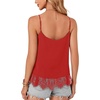image:imageLYANER Womens Sexy Beach Cami Shirts Spaghetti Strap V Neck Sleeveless Flowy Cute Lace Trim TopsRed