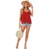 image:imageLYANER Womens Sexy Beach Cami Shirts Spaghetti Strap V Neck Sleeveless Flowy Cute Lace Trim TopsRed