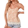 image:imageLYANER Womens Sexy Beach Cami Shirts Spaghetti Strap V Neck Sleeveless Flowy Cute Lace Trim TopsRed Flower