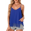 image:imageLYANER Womens Sexy Beach Cami Shirts Spaghetti Strap V Neck Sleeveless Flowy Cute Lace Trim TopsRoyal Blue