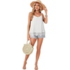 image:imageLYANER Womens Sexy Beach Cami Shirts Spaghetti Strap V Neck Sleeveless Flowy Cute Lace Trim TopsSolid White