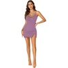 image:imageLYANER Womens Sexy Lace Lingerie Nightgown V Neck Spaghetti Straps Backless Split Slit SleepwearHaze Purple