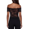 image:imageLYANER Womens Sheer Floral Lace Off the Shoulder Short Sleeve Slim Fit Y2k Blouse TopsBlack