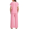 image:imageLYANER Womens Short Sleeve Pajamas Set Stripe Round Neck Lounge Sets Sleepwear with PocketsPink