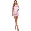 image:imageLYANER Womens Silky Satin Pajamas Set Short Sleeve Button Down Shirt With Shorts Pjs Set SleepwearBaby Pink