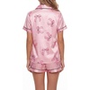 image:imageLYANER Womens Silky Satin Pajamas Set Short Sleeve Button Down Shirt With Shorts Pjs Set SleepwearBow Pink