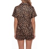 image:imageLYANER Womens Silky Satin Pajamas Set Short Sleeve Button Down Shirt With Shorts Pjs Set SleepwearBrown Leopard