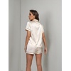 image:imageLYANER Womens Silky Satin Pajamas Set Short Sleeve Button Down Shirt With Shorts Pjs Set SleepwearChampagne
