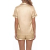 image:imageLYANER Womens Silky Satin Pajamas Set Short Sleeve Button Down Shirt With Shorts Pjs Set SleepwearChampagne Beige