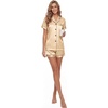 image:imageLYANER Womens Silky Satin Pajamas Set Short Sleeve Button Down Shirt With Shorts Pjs Set SleepwearChampagne Beige
