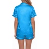 image:imageLYANER Womens Silky Satin Pajamas Set Short Sleeve Button Down Shirt With Shorts Pjs Set SleepwearCyan