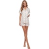 image:imageLYANER Womens Silky Satin Pajamas Set Short Sleeve Button Down Shirt With Shorts Pjs Set SleepwearFloral Stripes