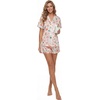 image:imageLYANER Womens Silky Satin Pajamas Set Short Sleeve Button Down Shirt With Shorts Pjs Set SleepwearMulticolored