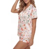 image:imageLYANER Womens Silky Satin Pajamas Set Short Sleeve Button Down Shirt With Shorts Pjs Set SleepwearMulticolored