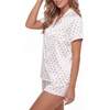 image:imageLYANER Womens Silky Satin Pajamas Set Short Sleeve Button Down Shirt With Shorts Pjs Set SleepwearPink Floral Dots