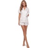 image:imageLYANER Womens Silky Satin Pajamas Set Short Sleeve Button Down Shirt With Shorts Pjs Set SleepwearPink Floral Dots
