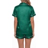 image:imageLYANER Womens Silky Satin Pajamas Set Short Sleeve Button Down Shirt With Shorts Pjs Set SleepwearSolid Dark Green