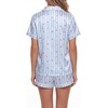 image:imageLYANER Womens Silky Satin Pajamas Set Short Sleeve Button Down Shirt With Shorts Pjs Set SleepwearStriped Blue