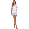 image:imageLYANER Womens Silky Satin Pajamas Set Short Sleeve Button Down Shirt With Shorts Pjs Set SleepwearWhite